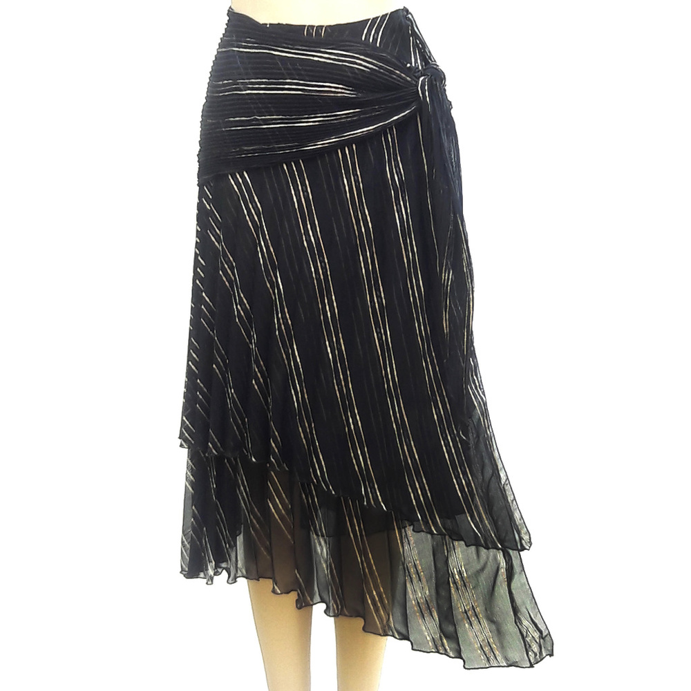 Komarov Black Gold Striped Wrap Skirt